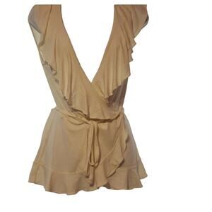 Ann Taylor Cream Wrap Sleeveless Top Size Small